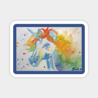 Unicorn Watercolor Painting - Magical Rainbow Magnet