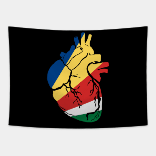 Seychelles Flag, Anatomical Heart Design Tapestry