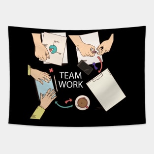 Team Work Illustration Tapestry