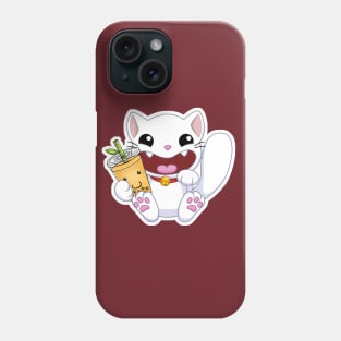 Happy Lucky Cat Maneki Neko Turnt Up Chinese Zodiac Bubble Boba Tea Phone Case