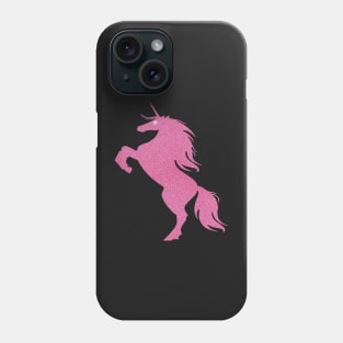 Pink Faux Glitter Magical Rearing Unicorn Phone Case