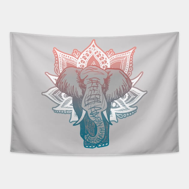 Lotus Elephant Mandala Tapestry by julieerindesigns