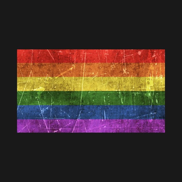 Vintage Aged and Scratched Rainbow Gay Pride Flag by jeffbartels