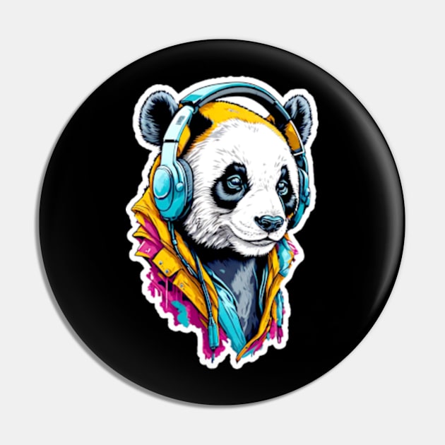 Adorable Panda with Headphones | Music-Loving Panda Pin by IDesign23