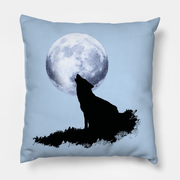 Wolf howling at the moon, nature and animals lovers Pillow by Collagedream