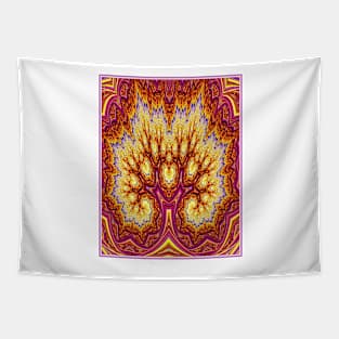 Red Fractal Tree Tapestry