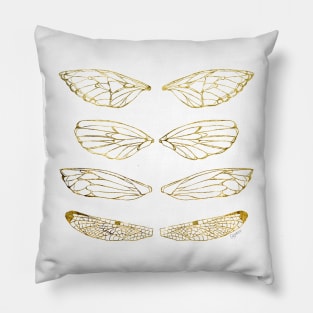 Insect Wings - Antique Gold - Butterfly, Moth, Cicada, and Dragonfly Pillow