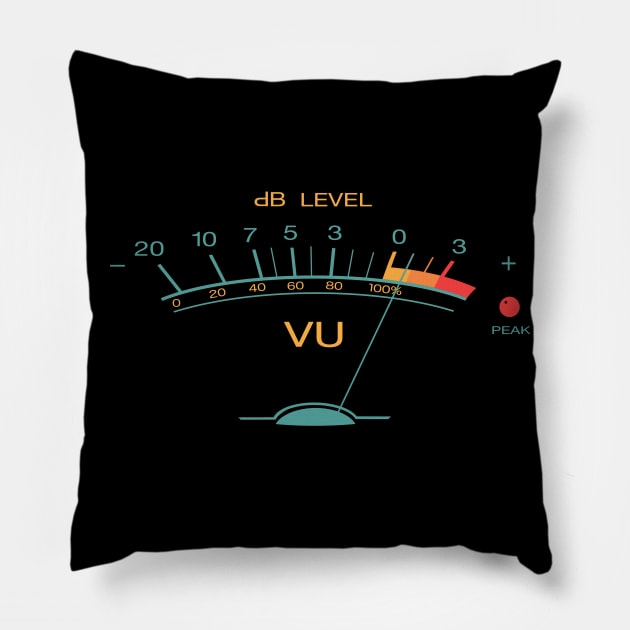 Volume VU Meter Vintage Audio Recording Studio Gear Guitar Musician Gift Retro Version Pillow by blueversion