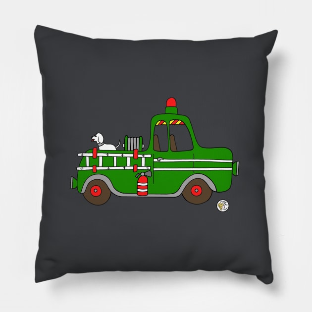 Green Fire Truck Pillow by Mellowdays