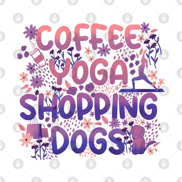 Coffee Yoga Shopping Dogs in Sunset by Booneb