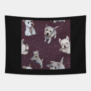 Westies mom dark purple pattern Tapestry