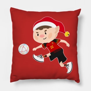 Belgium football Christmas elf. Football World Cup soccer T-Shirt Pillow