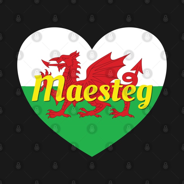 Maesteg Wales UK Wales Flag Heart by DPattonPD