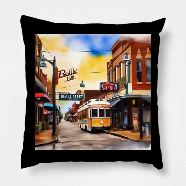 Memories of Memphis - Beale Street Pillow by Oldetimemercan