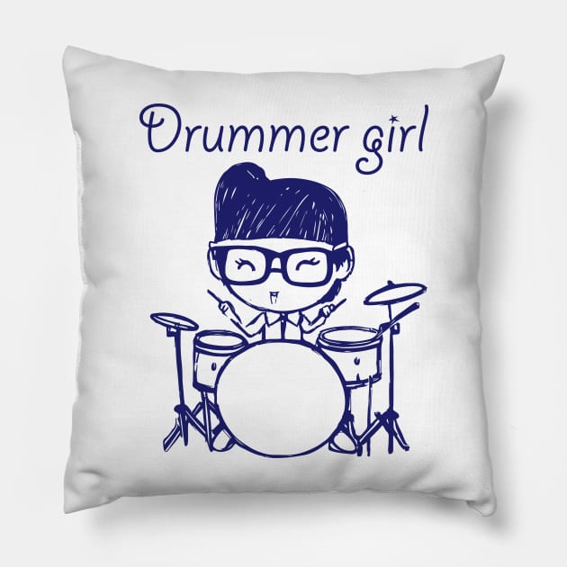 Drummer Girl Pillow by Altaria Design