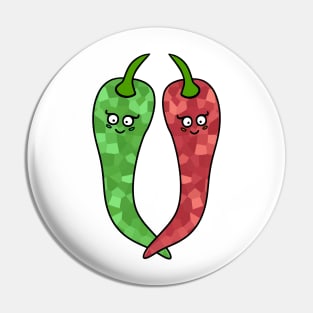 GREEN And Red Hot Peppers Spicy Food Pin