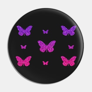 Pink Purple Ombre Faux Glitter Butterflies Pin