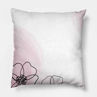 Pink Poppy Line Art Pillow