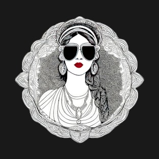 Cool vintage woman with sunglasses | T-Shirt