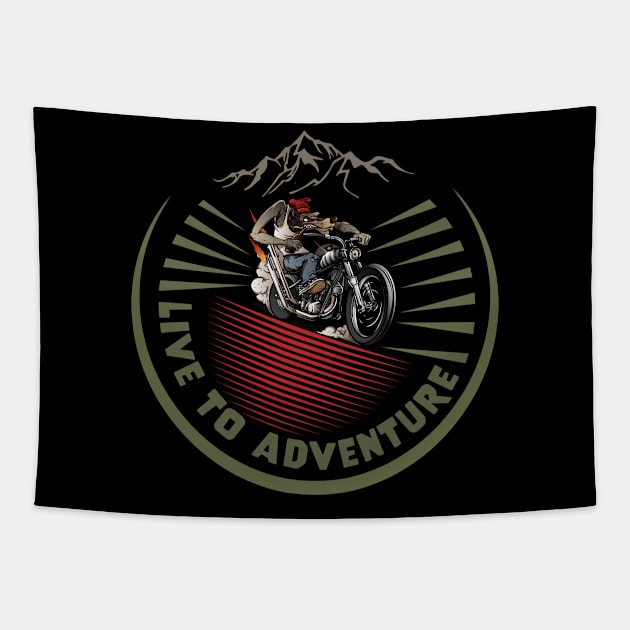 Live to adventure wolf Tapestry by Wolf Clothing Co