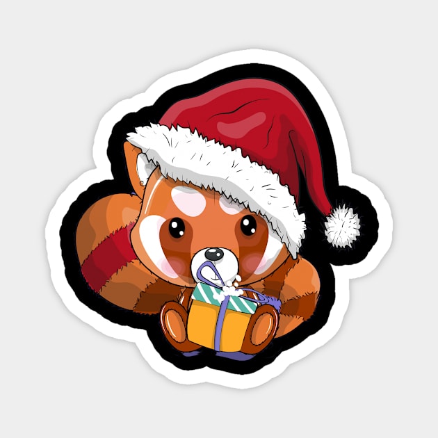 Cute cartoon red panda with christmas hat Magnet by zwestshops