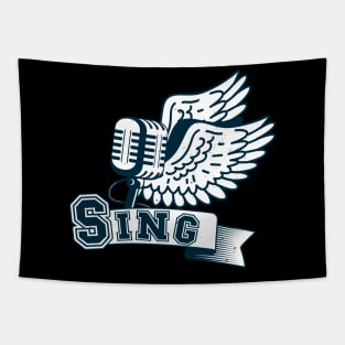 Sing Vintage Microphone Karaoke Singer Tapestry