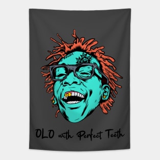 Cool laugh out loud dude with perfect teeth illustration Tapestry