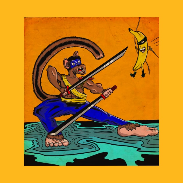 Ninja Monkey vs Bandit Banana by Goodtimecomics