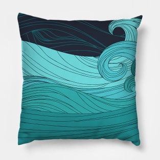 wine wave and green Pillow