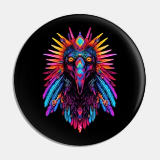 Psychedelic DMT Art Crow Portrait Pin