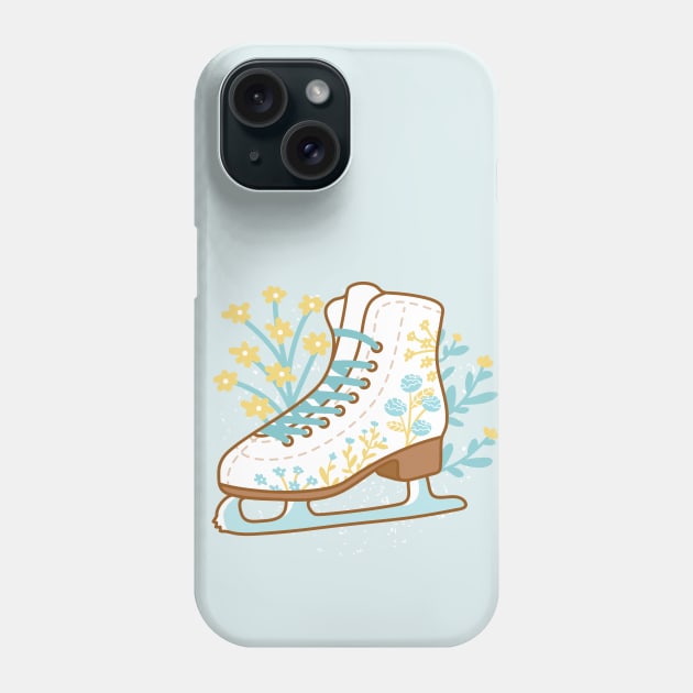 Ice Skate and Flowers Phone Case by Wlaurence