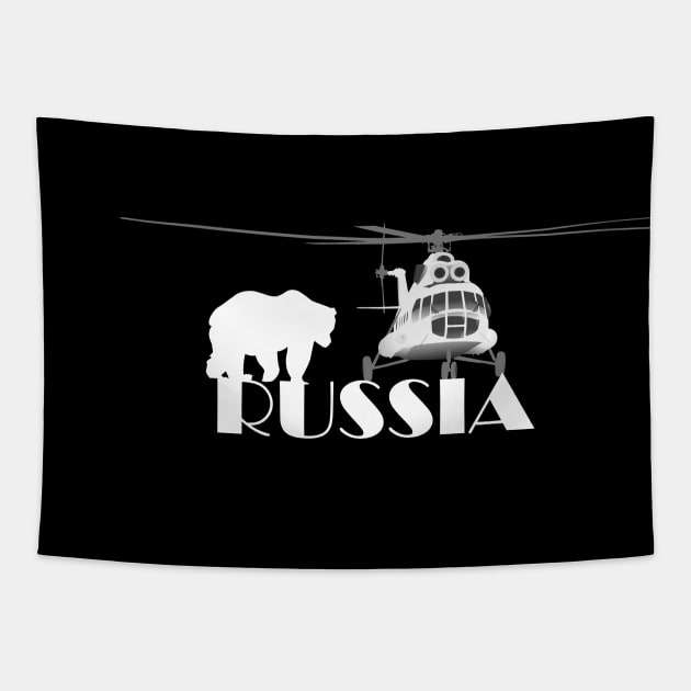 Helicopter Mi-8 and Polar Bear in Russia Tapestry by NorseTech