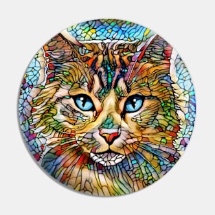 Multicolor Cat 705 Mosaic Stained Glass Style Pin