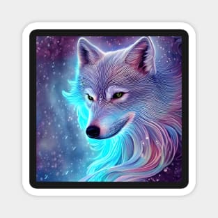 Luminous Snow Wolf Magnet