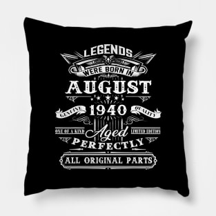 Vintage August 1940 80th Birthday Gifts For 80 Years Old Pillow