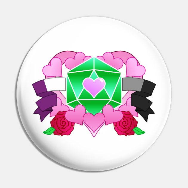 DiceHeart - Ace Banner, Bright Green Dice Pin by talenlee