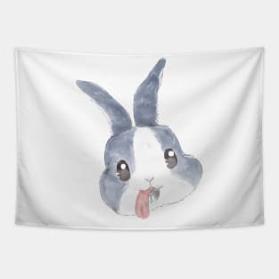 Bunny Tongue Blue Rabbit Head Tapestry