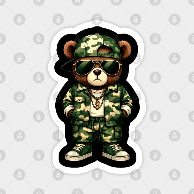 Hip Hop Teddy Bear Camouflage Magnet by UrbanLifeApparel