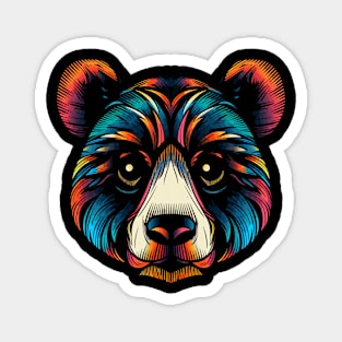 Colorful Bear Head Illustration Magnet