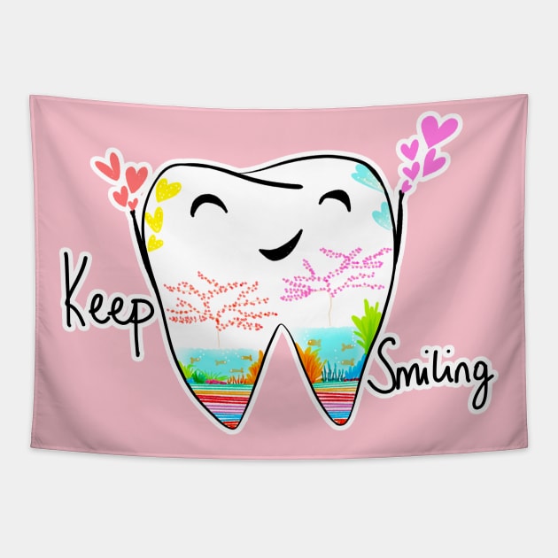 Keep smiling Tapestry by Happimola