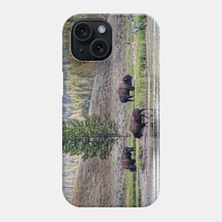 Three Buffalo grazing in Yellowstone Phone Case