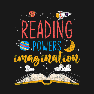 Reading Powers Imagination Retro Bookworm T-Shirt