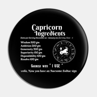 Capricorn Ingredients Pin