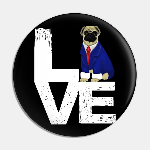 Pug Love Dog Lovers Gift Pin by Merchweaver