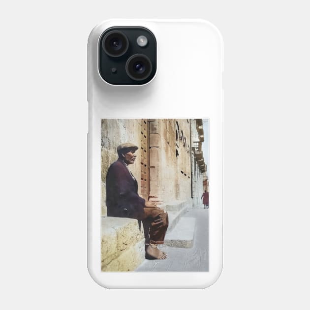 Italy, San Severo. Man Sitting Near a Church, 1944 Phone Case by UltraQuirky