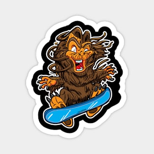 Cute Bigfoot or Sasquatch Snowboarder Magnet