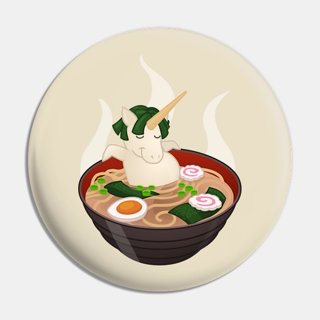 Ramen Bath Sushicorn Pin by LittleWhiteOwl