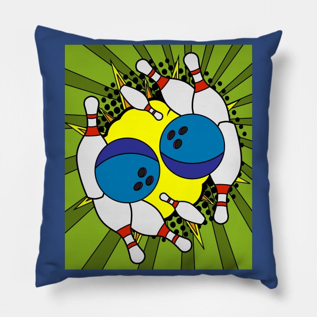 Funny Skittles Bowling Match Pillow by flofin