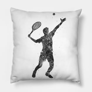 Tennis player black and white Pillow
