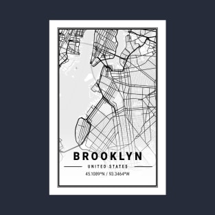 Brooklyn USA City Map T-Shirt